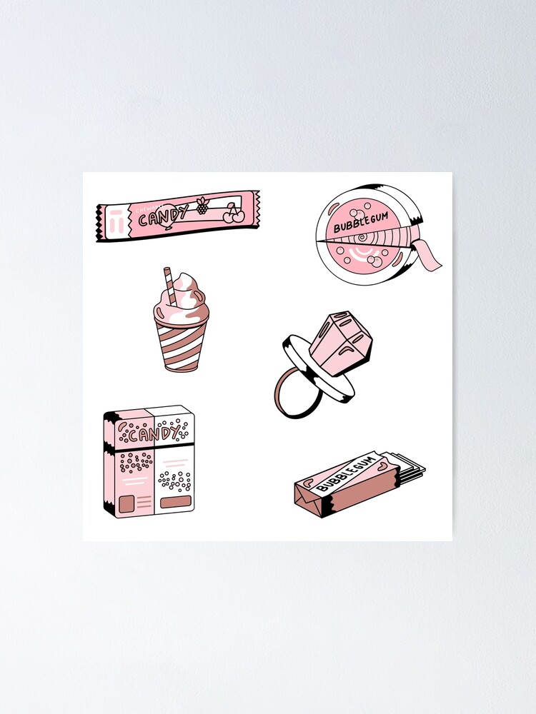 90s Candy Pink Aesthetic Pack Poster for Sale by allymadethis