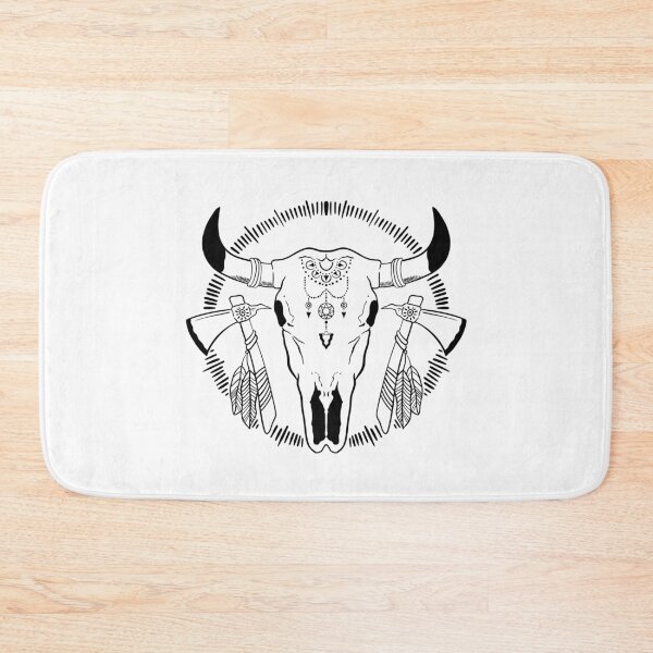 Aperçu de l'œuvre Bull Skull Head Boho Western plumes de tomahawk créée et vendue par trajeado14.