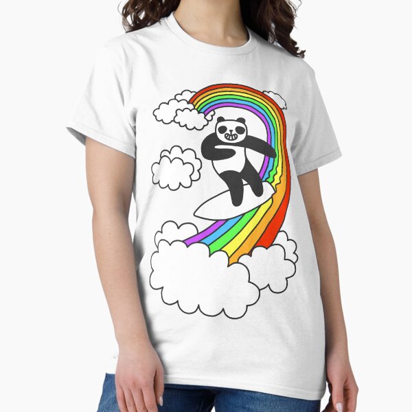 Vista previa del artículo con la obra «Pandas Surfear Arcoiris», diseñado y vendido por obinsun.