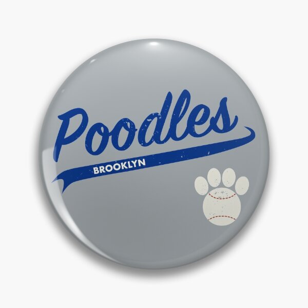 Item preview, Team Poodles Brooklyn - Retro Baseball Jersey - Baseball-Paw accent - Blue lettering designed and sold by 8PawsStudio.
