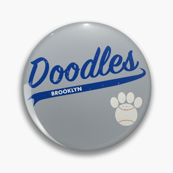Item preview, Team Doodles Brooklyn - Retro Baseball Jersey - Baseball-Paw accent - Blue lettering designed and sold by 8PawsStudio.