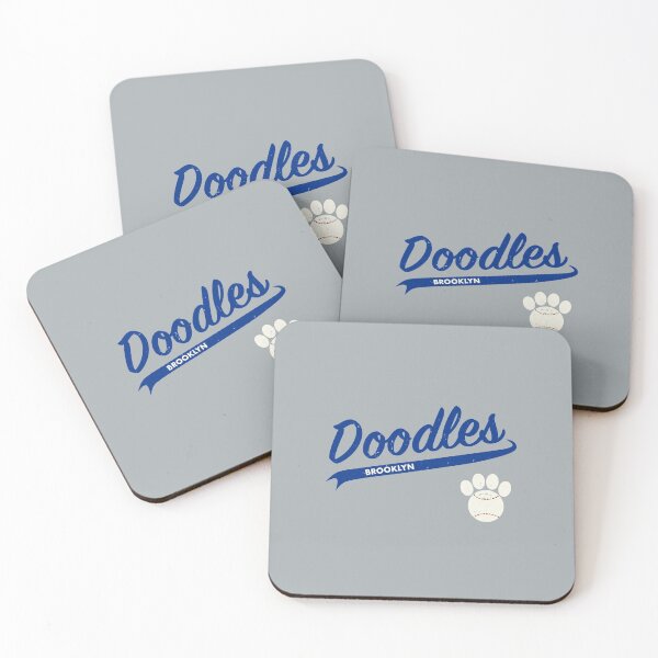 Item preview, Team Doodles Brooklyn - Retro Baseball Jersey - Baseball-Paw accent - Blue lettering designed and sold by 8PawsStudio.