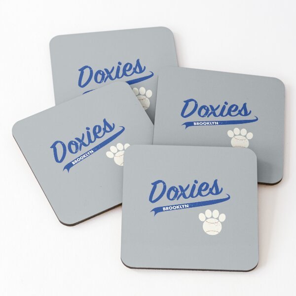 Item preview, Team Doxies Brooklyn - Retro Baseball Jersey - Baseball-Paw accent - Blue lettering designed and sold by 8PawsStudio.
