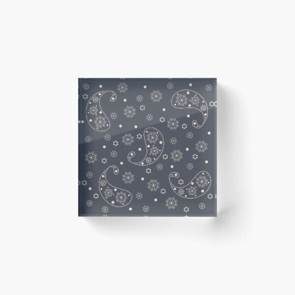 Inkwell and Buttercream Paisley Print Acrylic Block