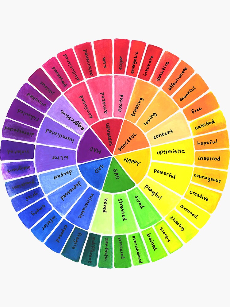 6 Pieces Feelings Wheel Vinyl Sticker 2.4 Inches 3.2 Inches Emotion Decal New