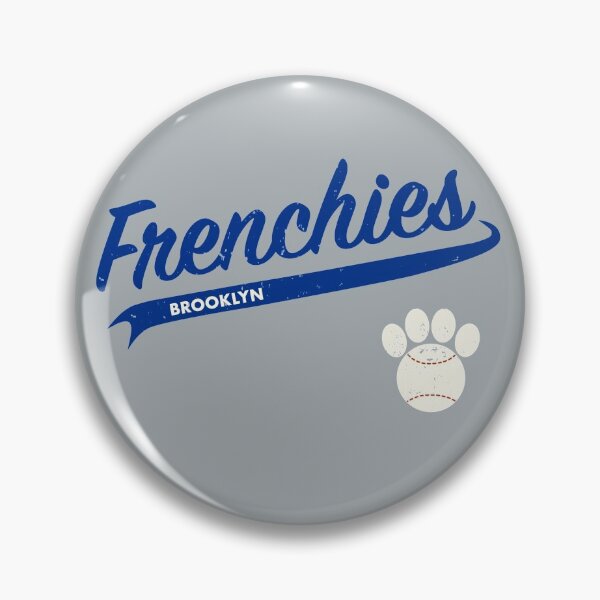 Item preview, Team Frenchies Brooklyn - Retro Baseball Jersey - Baseball-Paw accent - Blue lettering designed and sold by 8PawsStudio.
