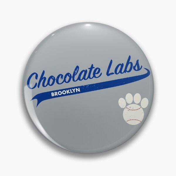Artikelvorschau, Team Chocolate Labs Brooklyn - Retro Baseball Trikot - Baseball-Paw Akzent - Blaue Schrift entworfen und verkauft von 8PawsStudio.