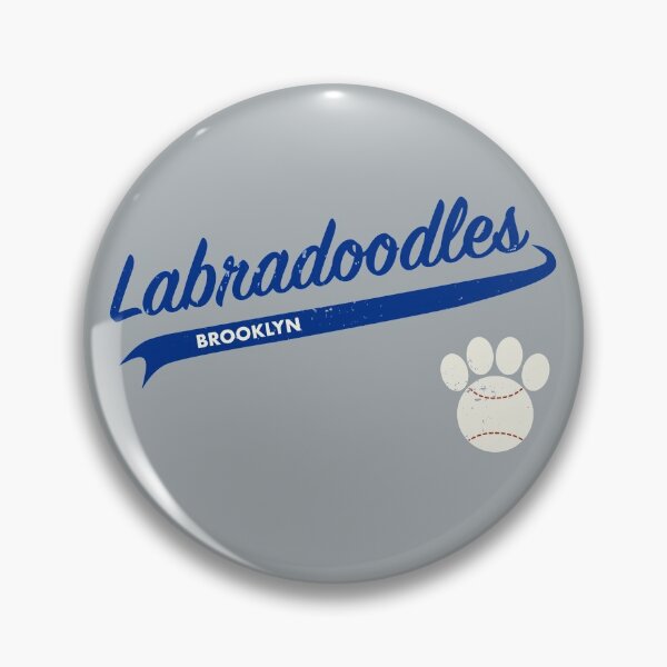 Item preview, Team Labradoodles Brooklyn - Retro Baseball Jersey - Baseball-Paw accent - Blue lettering designed and sold by 8PawsStudio.