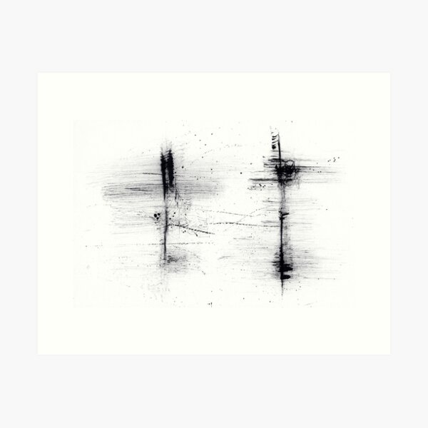 ink explorations (090) - abstract black india ink painting Art