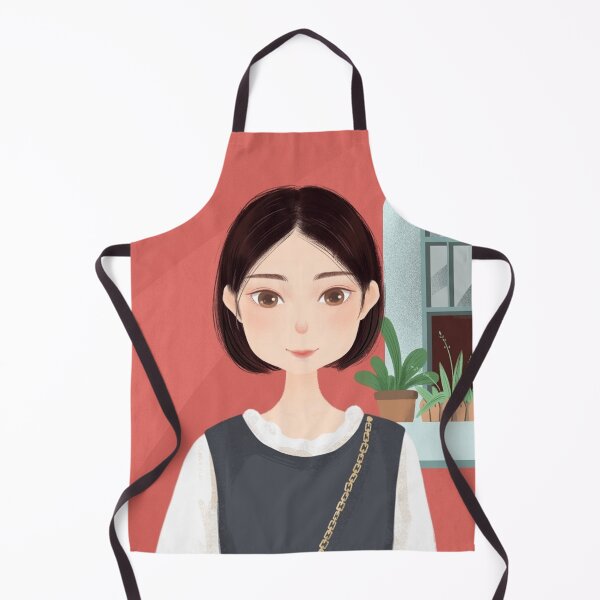 Item preview, Beautiful drawing of short-haired girl outside her house designed and sold by chicsignzodiac.