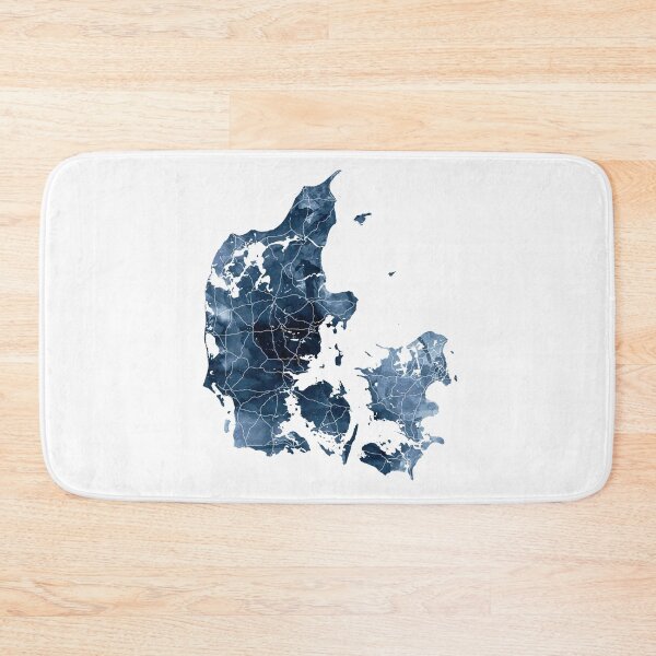 Artikelvorschau, Dänemark Karte Aquarell Marineblau von Zouzounio Art entworfen und verkauft von zouzounioart.