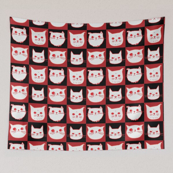 Item preview, 4 Illustrated Cats [Red and Black Squared] designed and sold by Kids-Playground.