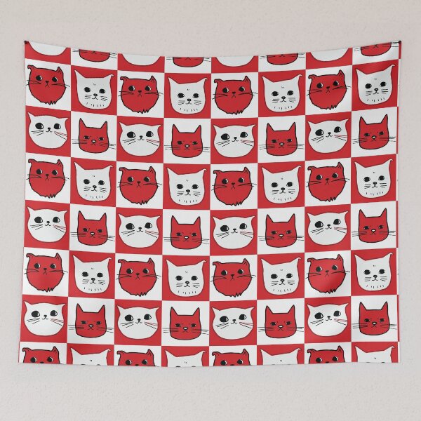 Item preview, 4 Illustrated Cats [Red and White] designed and sold by Kids-Playground.