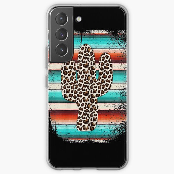 Funny Leopard Cactus Serape Cactus print Turquoise Samsung Galaxy Soft Case