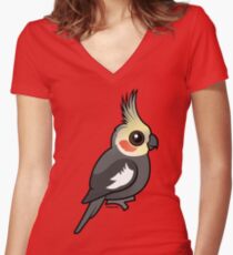 Cute Birdorable Cockatiel Fitted V-Neck T-Shirt