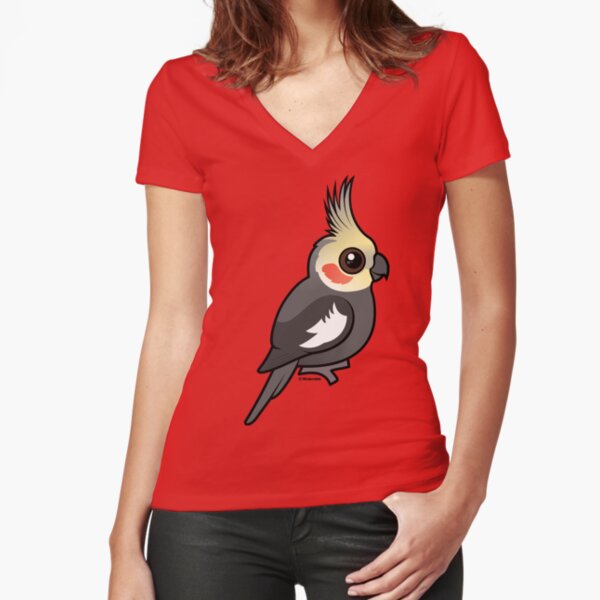 Cute Birdorable Cockatiel Fitted V-Neck T-Shirt