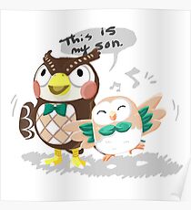 Blathers & Rowlet Poster