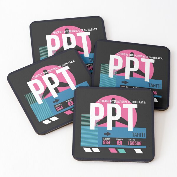 Item preview, Tahiti, French Polynesia (PPT) Airport Code Baggage Tag designed and sold by SLAG-Creative.
