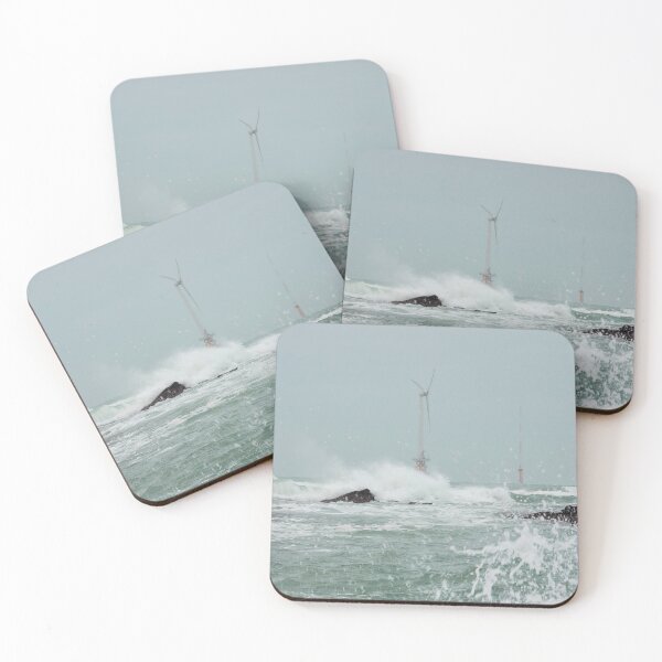 Item preview, The scenery of Crashing great waves on Wind-power generator and  rocks, Jeju Island, Korea. designed and sold by human8891.