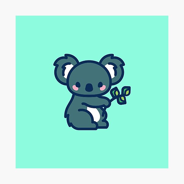 Les amis de Diploo - Le joli bébé koala - blue aquamarine Impression photo