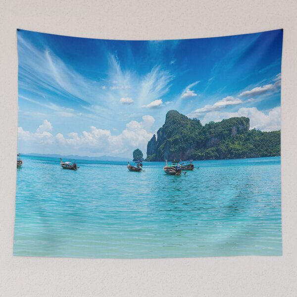 Item preview, Long Tail Boat On The Sea With Blue Sky designed and sold by JTS STORE.