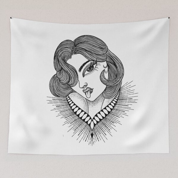 Item preview, cute blackwork girl designed and sold by tikalestari.