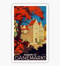 Danemark, Vintage travel ad poster for Denmark Sticker