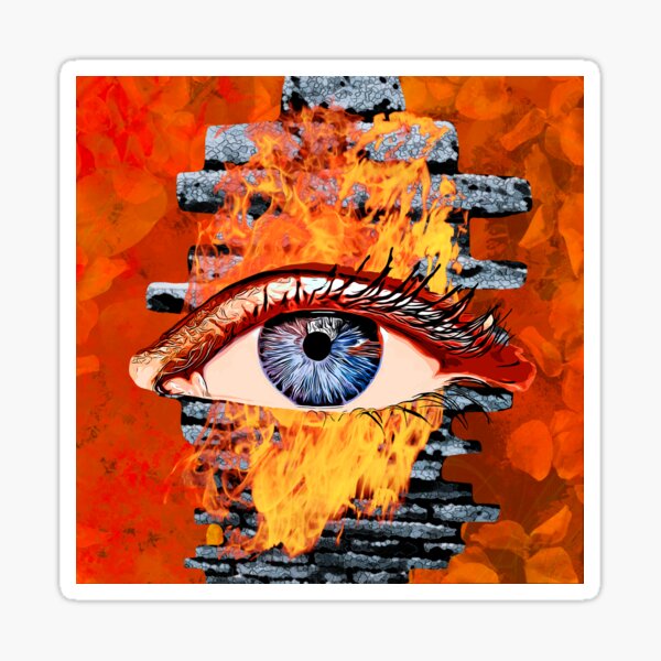Legakulie Auge Feuer Mauer orange Sticker