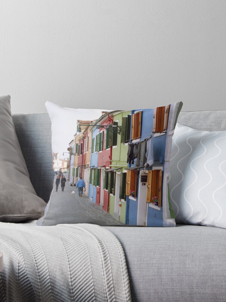 Thumbnail 1 of 3, Throw Pillow, Colours of Burano designed and sold by Tiffany Dryburgh.