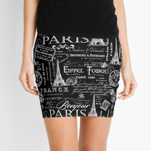 Vista previa del artículo con la obra «Estilo de vida francés de París vintage con patrón integral de la Torre Eiffel en blanco y negro», diseñado y vendido por artsandsoul.