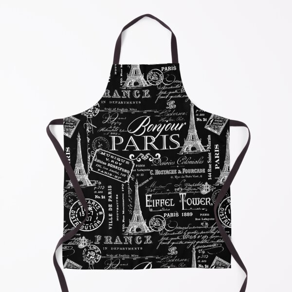 Aperçu de l'œuvre Style de vie français vintage de Paris avec motif de tour Eiffel noir et blanc créée et vendue par artsandsoul.