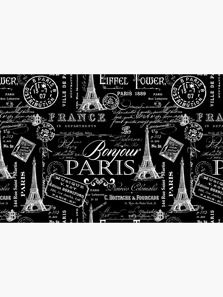Discover Vintage Paris French Lifestyle With Eiffel Tower Black And White Allover Pattern Bath Mat