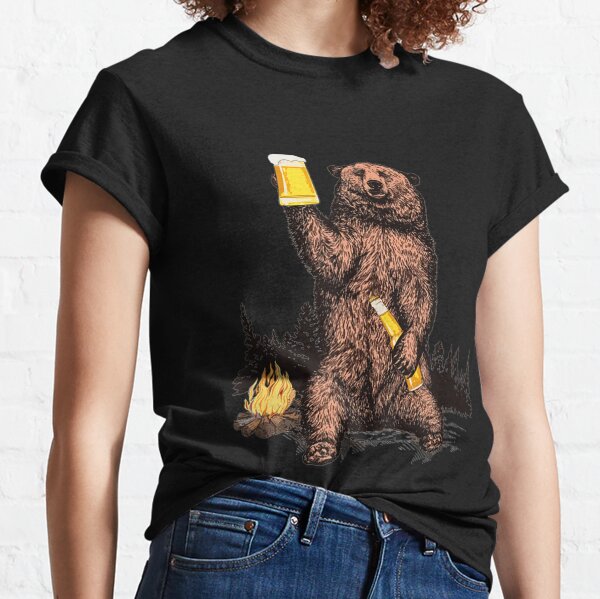 Item preview, Bear Drinking Beer Camp Fire Woods Outdoor  Grizzly designed and sold by OzellaCrooks.