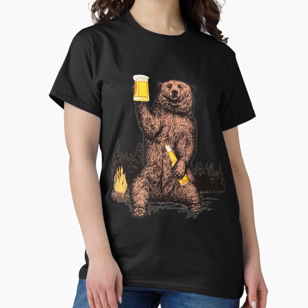 Aperçu de l'œuvre Ours boire de la bière Camp Fire Woods Outdoor Grizzly créée et vendue par OzellaCrooks.