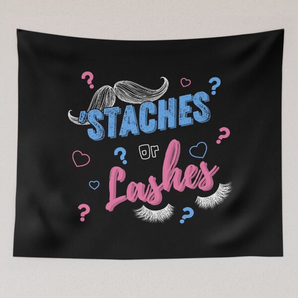 Item preview, 'Staches Or Lashes Gender Reveal Baby Shower Design designed and sold by modernfamgear.