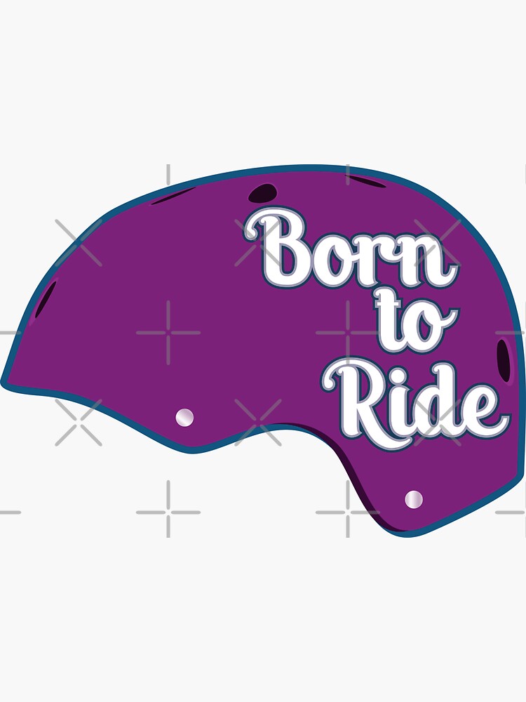 "Skateboard helmet Born to ride solid purple" Sticker for Sale by
