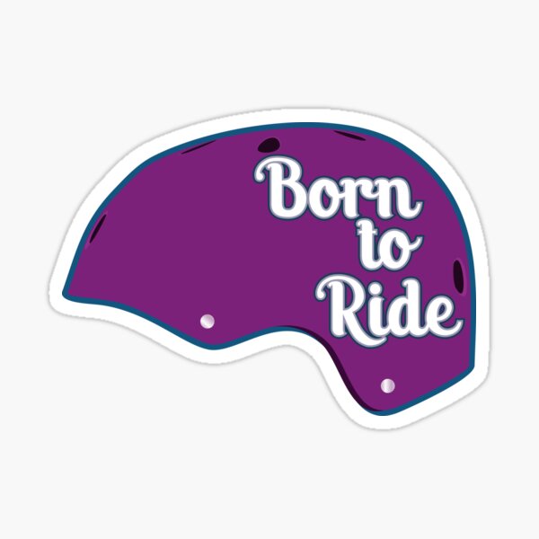 "Skateboard helmet Born to ride solid purple" Sticker for Sale by