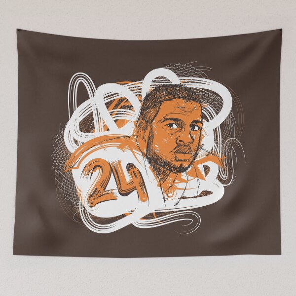 Item preview, Nick Chubb From Browns Portrait With Brown Background designed and sold by Hit-Fun.