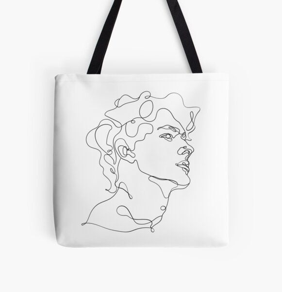 line art man portrait Tote Bag