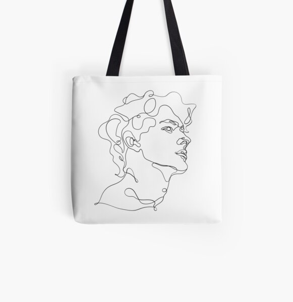 line art man portrait Tote Bag