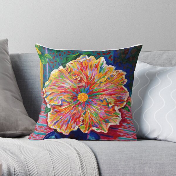 Lucky We Live Hibiscus Throw Pillow