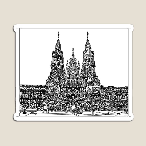Artikel-Vorschau von Camino de Santiago Kathedrale von Compostela Galizien, Urban Sketchers Spanien, designt und verkauft von cachaldora.