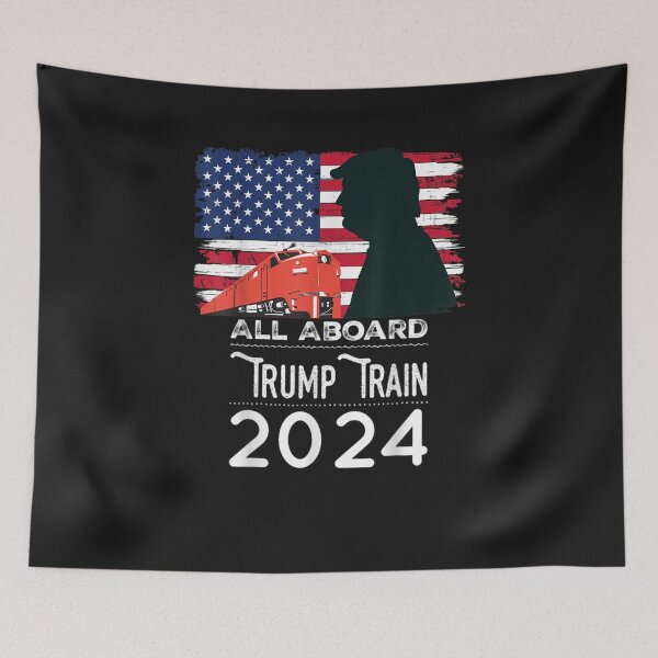 Item preview, All Aboard Trump Train 2024 Vintage American Flag Apparel designed and sold by RosieSandoval.