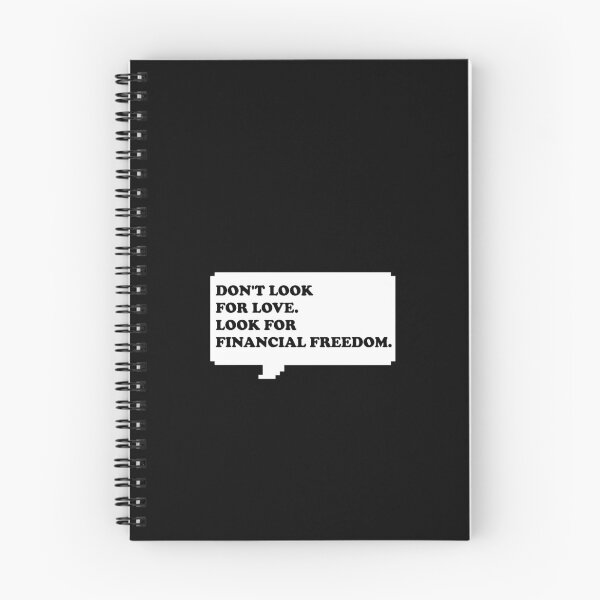 Item preview, Don't look for love look for financial freedom Funny retro arcade style Black and White speech bubble (Dark mode) designed and sold by Deegital18.