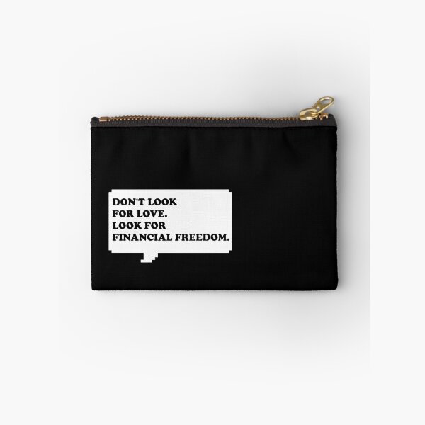 Item preview, Don't look for love look for financial freedom Funny retro arcade style Black and White speech bubble (Dark mode) designed and sold by Deegital18.