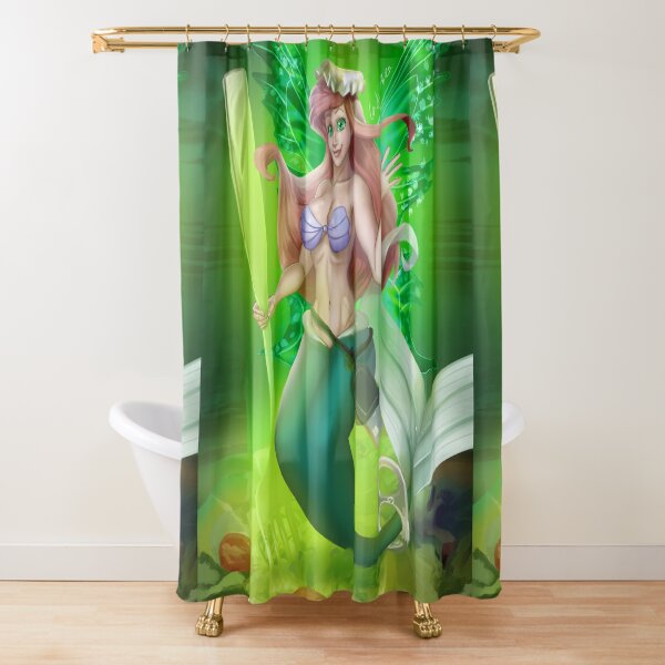 Toxic Trash Mermaid Fairy Bikini Shower Curtain