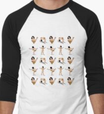 Art model Pizza Censorship Light blue Pattern Men's Baseball ¾ T-Shirt