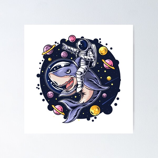 Item preview, Astronaut Ride Shark With Space Planet designed and sold by JTS STORE.