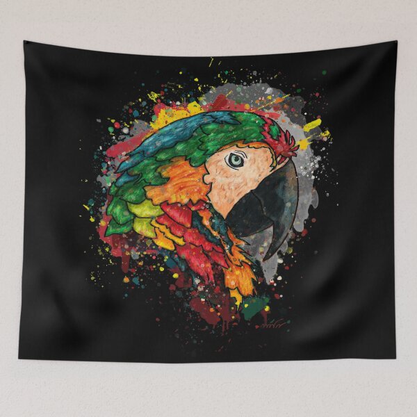 Item preview, Parrot head on black background designed and sold by NadiaChevrel.