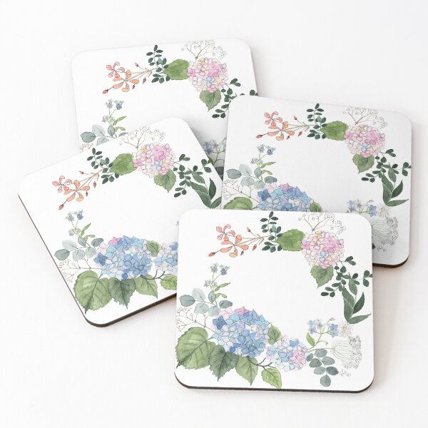 Item preview, Flower wreath with hydrangea - watercolor designed and sold by NvH-Art.